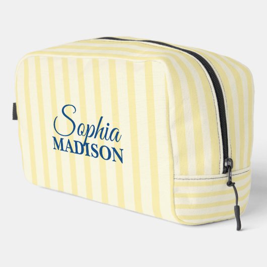 Name Script Vintage Yellow Stripe Toilettasje (Rechterhoek)