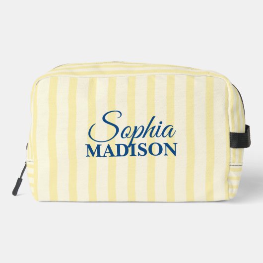 Name Script Vintage Yellow Stripe Toilettasje (Achterkant)