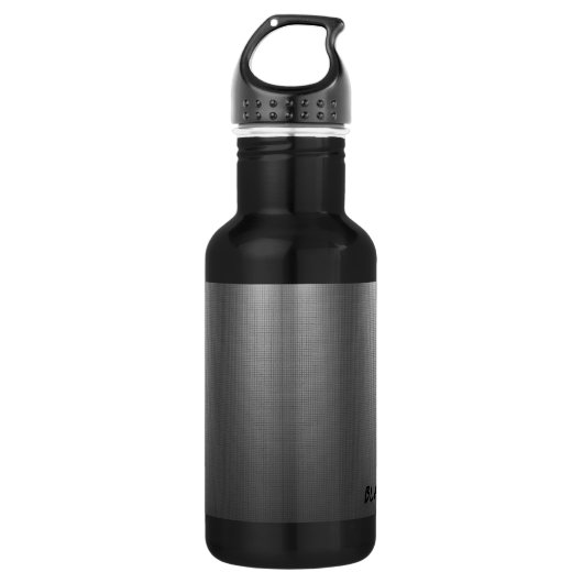 Name, Shiny Metal Grid Effect on 18oz Black Waterfles (Voorkant)