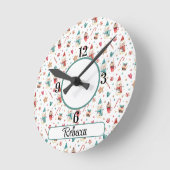 Name, Snowman Hearts Candy Pattern 8-in Acrylic Ronde Klok (Hoek)