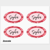 Name Sticker Personalized Pink Floral (Vel)