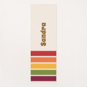Name, Stripe Panels Depicting 70s Colors Retro Yogamat (Voorkant)