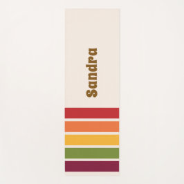 Name, Stripe Panels Depicting 70s Colors Retro Yogamat