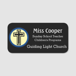 Name Tag Cross or Your Logo Custom Church Badge