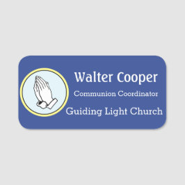 Name Tag Praying Hands or Your Logo Usher Greeter