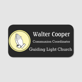 Name Tag Praying Hands or Your Logo Usher Greeter