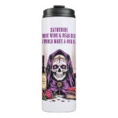 Name Text, Drink Wine Read Books Nun Blush Skull Thermosbeker (Voorkant)