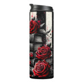 Name Text, Red Roses Hearts & Books Thermosbeker (Geroteerd rechts)