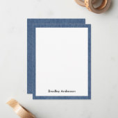 Name || Trendy Blue Jean Denim Print Frame Notitiekaartje (Voorkant / Achterkant in situ)