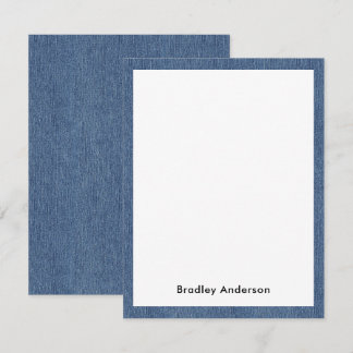 Name || Trendy Blue Jean Denim Print Frame Notitiekaartje