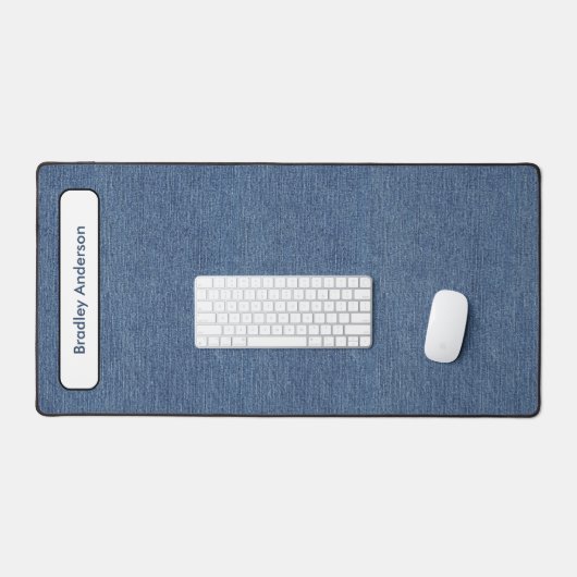 Name || Trendy Minimalist Blue Denim Print  Bureaumat (Keyboard & Muis)