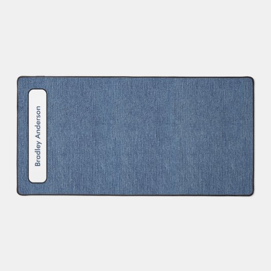 Name || Trendy Minimalist Blue Denim Print  Bureaumat (Voorkant)