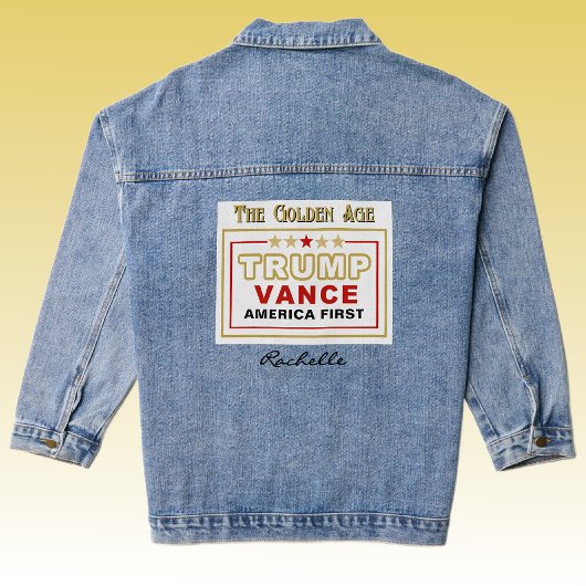 Name, Trump Vance 2025 The Golden Age Trendy Denim Jacket