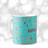 Name, Turquoise Candy & Cookies 11oz Coffee Mug Koffiemok
