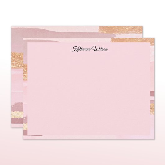 Name || Watercolor Blush Pink Mauve Frame Notitiekaartje