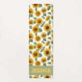 Name Watercolor Sunflower Floral Pattern Custom Yogamat (Voorkant)