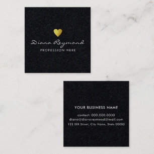 name with gold heart black professional vierkante visitekaartje