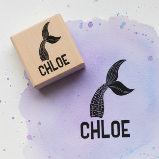 Name with Mermaid Tail Signature Stamp Rubberstempel