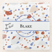 Name, You're the Best, Terrazzo Pattern Glazen Onderzetter (Voorkant)