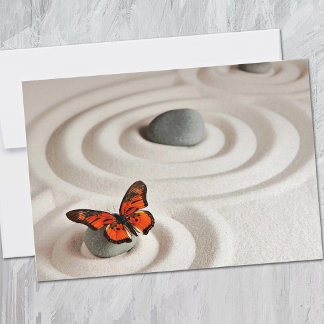 Name || Zen Garden Orange Monarch Butterfly Frame Notitiekaartje