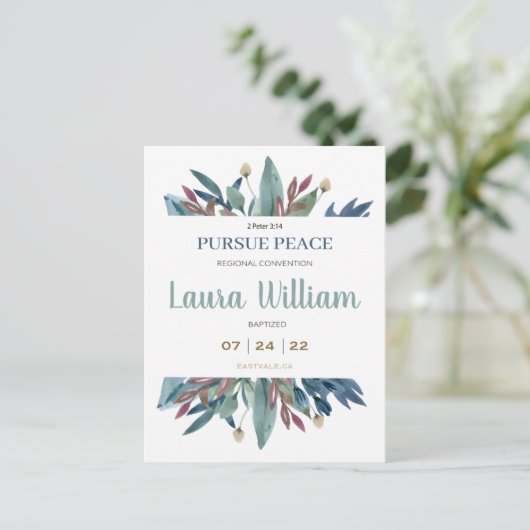 NameCustomized 2022 JW Convention Baptism Briefkaa Briefkaart (Staand voorkant)