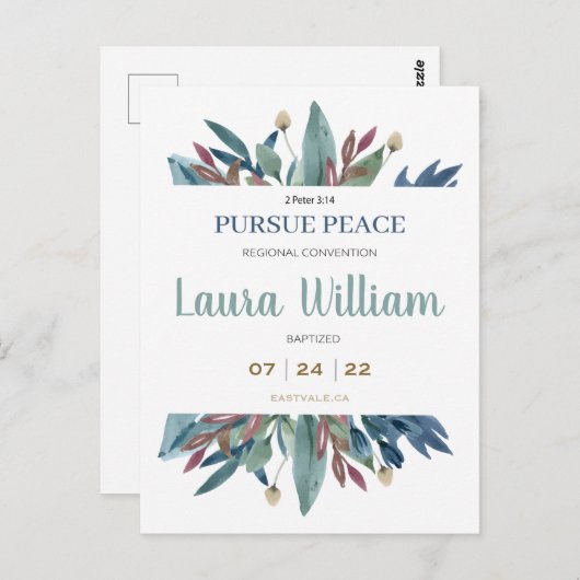 NameCustomized 2022 JW Convention Baptism Briefkaa Briefkaart (Voorkant / Achterkant)