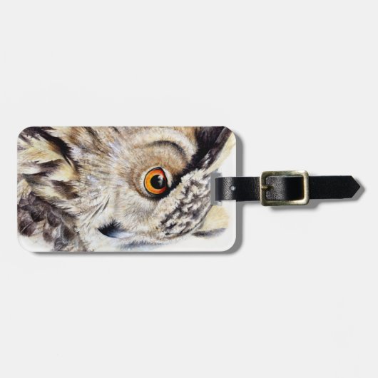 Named eagle owl fine art bagagelabel (Voorkant horizontaal)