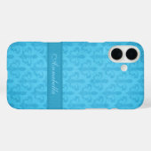Named Fleur de Lis damask blue Case-Mate iPhone Case (Achterkant (horizontaal))