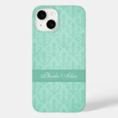 Named Fleur de Lis damask mint green Case-Mate iPhone Case (Achterkant)