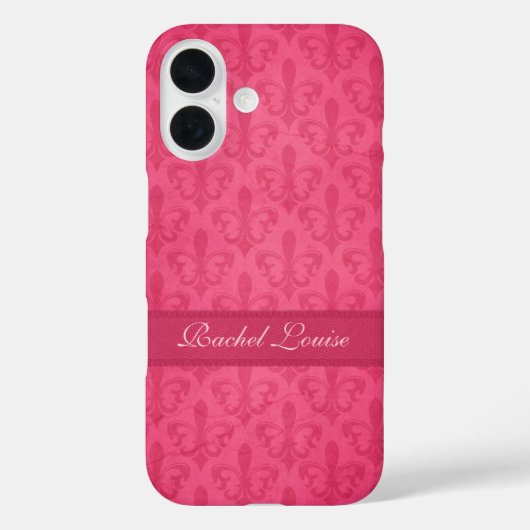 Named Fleur de Lis damask roze Case-Mate iPhone Case (Achterkant)