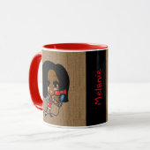 Named Hair Stylist Mok Karikatuur Zwart Afrikaans (Voorkant links)