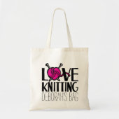 Named love breitting roze ball of wool bag tote bag (Voorkant)