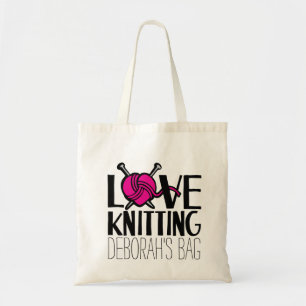 Named love breitting roze ball of wool bag tote bag