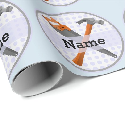 Named Personalized Tools ontwerp voor jongens. Cadeaupapier (Rol Hoek)