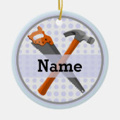 Named Personalized Tools ontwerp voor jongens. Keramisch Ornament (Voorkant)
