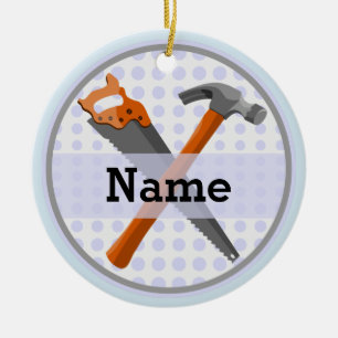 Named Personalized Tools ontwerp voor jongens. Keramisch Ornament