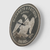 Named Silver 1865 Dollar Wedding or Jubileum Grote Klok (Hoek)