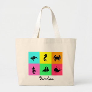 Namedrop Nation_Barcelona_multi-color Grote Tote Bag