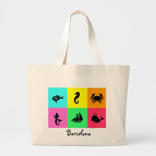 Namedrop Nation_Barcelona_multi-color Grote Tote Bag (Voorkant)