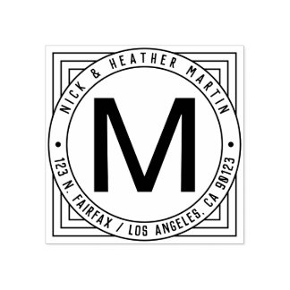 Namen, Achternaam Initiaal & Retouradres Modern Rubberstempel