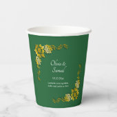 Namen Datum Bericht Smaragdgroen & Goud 8oz Papieren Bekers (Achterkant)