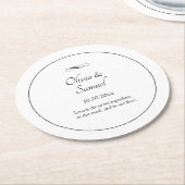 Namen Datum Bericht Zwart Wit Oneindigheid Scroll, Ronde Kartonnen Onderzetter (Gebogen)