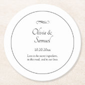 Namen Datum Bericht Zwart Wit Oneindigheid Scroll, Ronde Kartonnen Onderzetter (Voorkant)