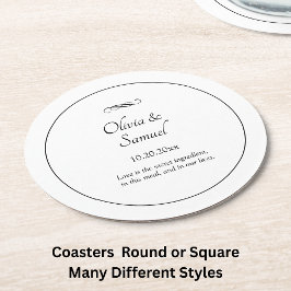 Namen Datum Bericht Zwart Wit Oneindigheid Scroll, Ronde Kartonnen Onderzetter