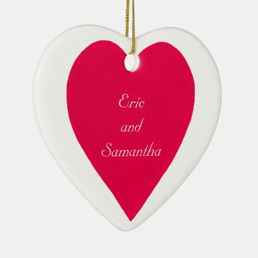Namen & Datum Rode Hart Ornament (Rechts)