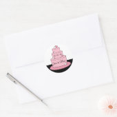 Namen Datum Roze Taart Bruiloft Sticker (Envelop)
