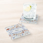 Namen | Earth Tones & Blues Terrazzo Patroon Baas Glazen Onderzetter (Schuin)