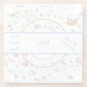 Namen | Earth Tones & Blues Terrazzo Patroon Baas Glazen Onderzetter (Achterkant)