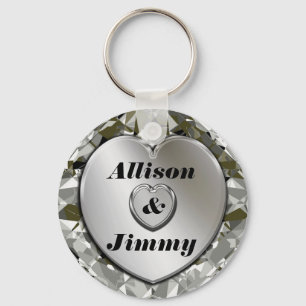Namen Elegant Silver Heart & Diamonds Sleutelhange Sleutelhanger