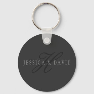 Namen en Achternaam Monogram Donkergrijs Sleutelhanger
